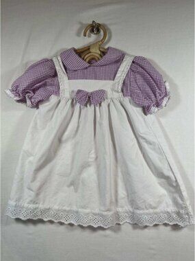 Sweet Treasures Vintage Baby Girl Purple Gingham Eyelet Lace Dress 18 Months